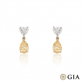 Two-Tone Fancy Light Yellow Diamond Earrings 3.15ct TDW